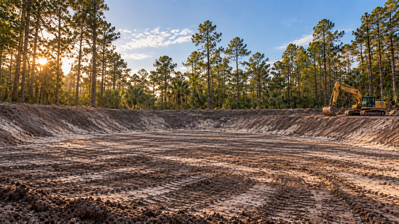 Graded, build-ready residential lot after site work