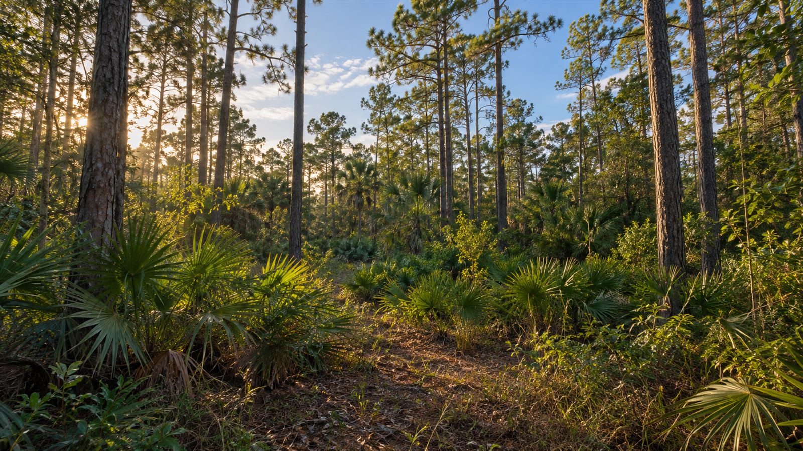 Raw wooded land with mature trees before clearing